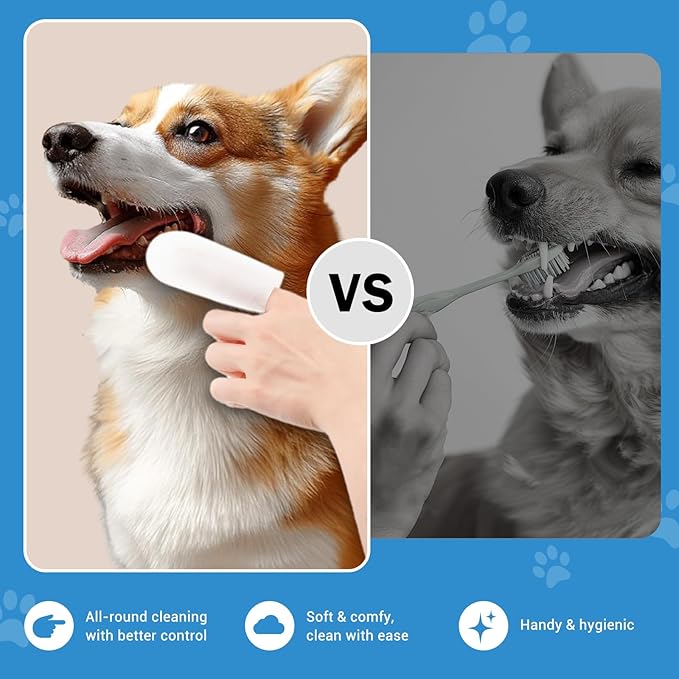 Avont Pet Teeth Cleaning Wipes for Dogs Cats, 50 PCS Dental Finger Wipes Reduce Plaque & Tartar, Dog Breath Freshener and Gum Care -M
