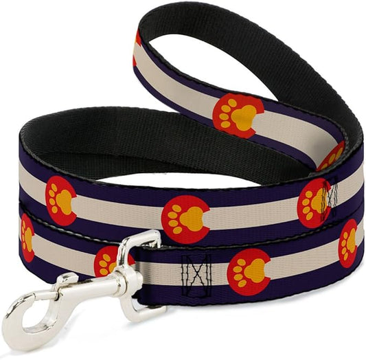 Dog Leash Colorado Flag Paw Print 4 Feet Long 1.5 Inch Wide