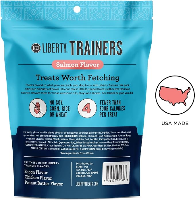 BIXBI Liberty Trainers, Salmon (6 oz, 1 Pouch) - Small Training Treats for Dogs - Low Calorie and Grain Free Dog Treats, Flavorful Pocket Size Healthy and All Natural Dog Treats