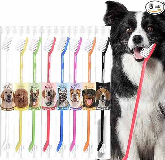VibrantPet Toothbrush Set - 8-Pack with Dual-Head Design, Transparent Tube Packaging for Convenient Storage and Travel | Enhance Pet Dental Care