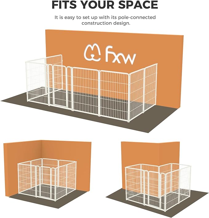 FXW Homeplus Dog Playpen Designed for Indoor Use, 40" Height for Large Dogs, White│Patented