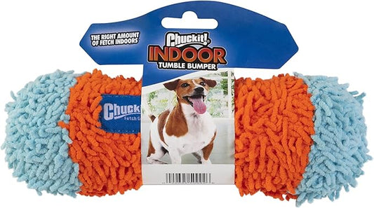 Chuckit Indoor Fetch Tumble Bumper Dog Toy (8.5 Inch), Orange and Blue
