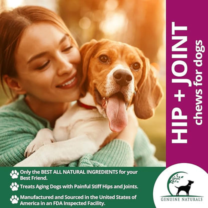 Hip and Joint Supplement for Dogs - Glucosamine Chondroitin, MSM, Organic Turmeric Soft Chews, Dog Vitamins, Supports Healthy Joint Function and Helps with Pain Relief,120 Count