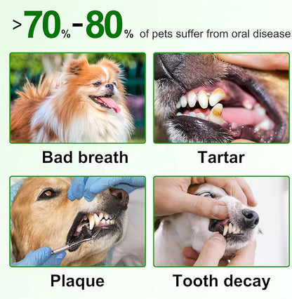 Dental Teeth Cleaning Wipes for Dogs & Cats, Remove Bad Breath by Removing No-Rinse Dog Finger Toothbrush, Disposable Gentle Cleaning Pet Dental Care Wipes, 50pc