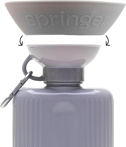Springer Splash Shield for Mini, Classic, Growler Dog Travel Bottles - Mess Proofer & Bowl Expander for Large Breeds - BPA-Free Silicone (Not Compatible with Flip Bottle) – Grey