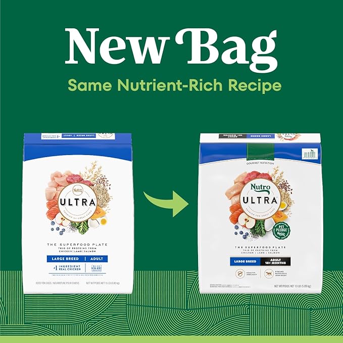 Nutro Ultra Adult Large Breed Dry Dog Food, Chicken, Lamb and Salmon Protein Trio, 13 lb. Bag