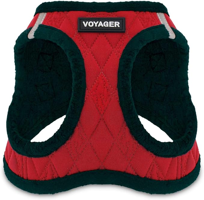 Voyager Step-In Plush Dog Harness – Soft Plush, Step In Vest Harness for Small and Medium Dogs by Best Pet Supplies - Harness (Red Plush), XS (Chest: 13 - 14.5")