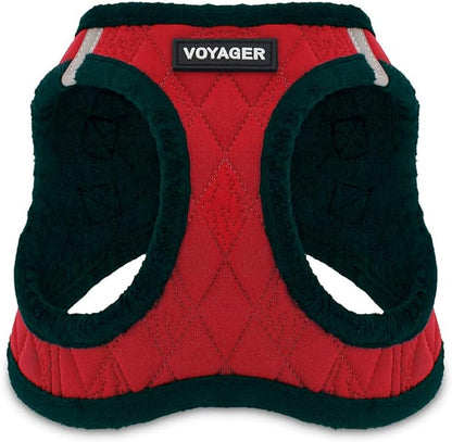 Voyager Step-In Plush Dog Harness – Soft Plush, Step In Vest Harness for Small and Medium Dogs by Best Pet Supplies - Harness (Red Plush), XS (Chest: 13 - 14.5")