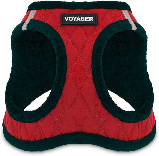 Voyager Step-In Plush Dog Harness – Soft Plush, Step In Vest Harness for Small and Medium Dogs by Best Pet Supplies - Harness (Red Plush), XS (Chest: 13 - 14.5")