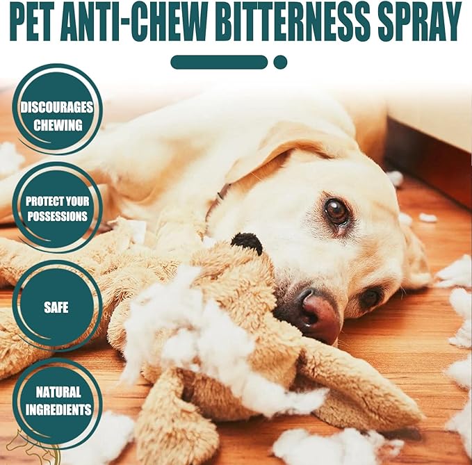 No Chew Spray for Dogs, 50ML. Bitter Apple Spray for Dogs to Stop Chewing. Dog Training & Behavior Aids. Effective Anti-Scratch Furniture Protector. Anti Chew Spray for Dogs. Indoor Outdoor Use.