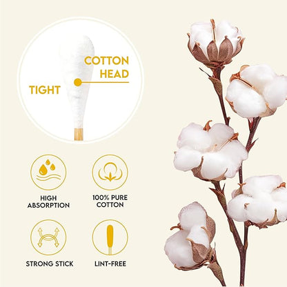 AnimoGoods™ 6 Inch Long Cotton Swabs for Dog Grooming - Eco-Friendly Q-Tips for Cats and Dogs - Dog Ear Cleaning Swabs - 100% Organic Bamboo and Cotton - 100pcs