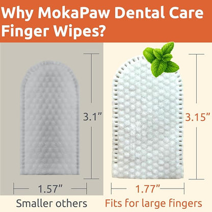Dental Care Finger Wipes - Dog Tooth Brushing Kit Dental Wipes - Dog Teeth Cleaning Finger Wipes - Reduces Plaque & Freshens Breath for Dogs and Cats - 40 Count