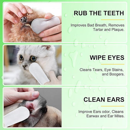 50Pcs Teeth Cleaning Wipes for Dogs & Cats, Dog Breath Freshener Dental Finger Wipes, Dog Dental Care Wipes Helps Wipe Away Plaque & Tartar - Freshens Breath, No-Rinse Dog Finger Toothbrush