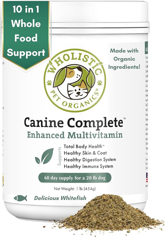 Wholistic Pet Organics Canine Complete: Multivitamin for Dogs - Organic Homemade Dog Food Supplement - Dog Multivitamin Powder with Probiotics Healthy Immune System Nutritional Supplement for All Ages