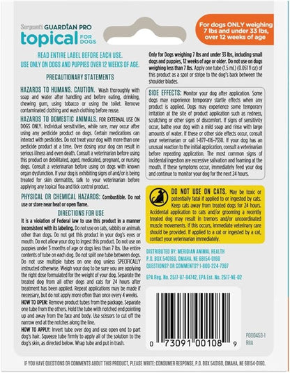 Sergeant's Guardian Pro Flea & Tick Squeeze On Topical for Dogs, 7-33 lbs., 3 Count