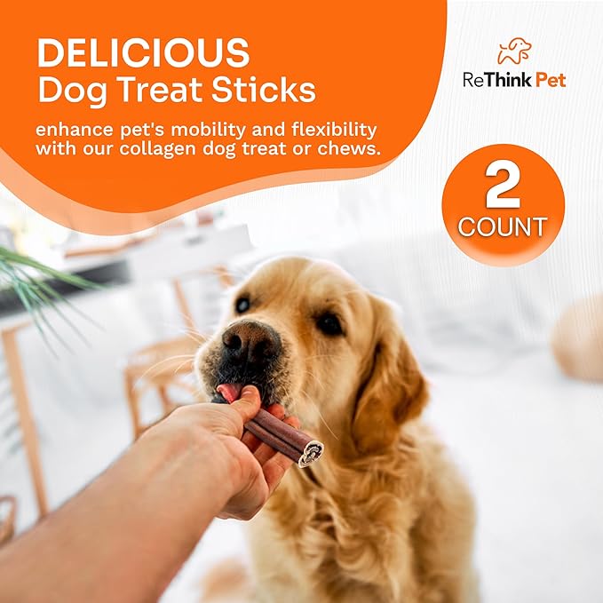 Premium Collagen Sticks for Dogs - 2pcs Natural Dog Chew Sticks & Treats for Skin & Coat
