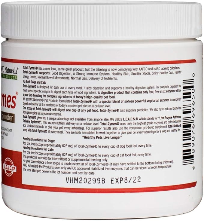Twin Pack - Probiotics and Digestive Enzymes for dogs and cats one Total-Zymes and one Total-Biotics 8-Ounce