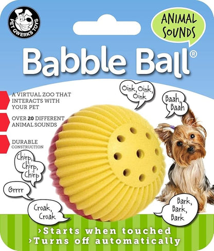Pet Qwerks Animal Sounds Babble Ball - Chew Dog Toy - Small