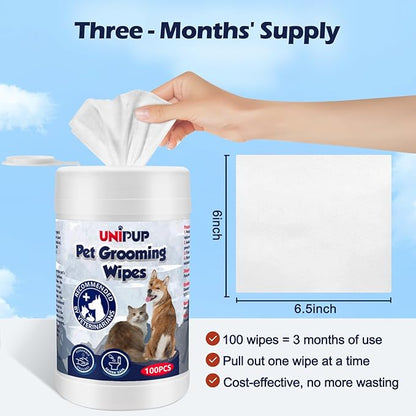 Pet Hygiene Wipes, Coconut-Scented Moisturizing Grooming Wipes for Dogs and Cats, Cleansing & Deodorizing Anal Gland Wipes for Paws and Butt, Gentle and Effective, 100 Count (100 pcs)