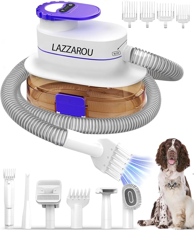 Pet Grooming Kit & Pet Hair Vacuum with 4L Dust Cup,Hair Blower & Electric Clippers, Dog Vacuum Brush, Low Noise Dog Grooming Kit Professional Pet Grooming Vacuum for Shedding Dogs Cats Hair…