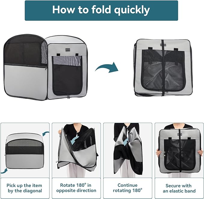 Petsfit Pop Up Collapsible Dog Crate for Small Medium Dogs, Waterproof Cat Cage Soft Dog Kennel Carrier for Traveling