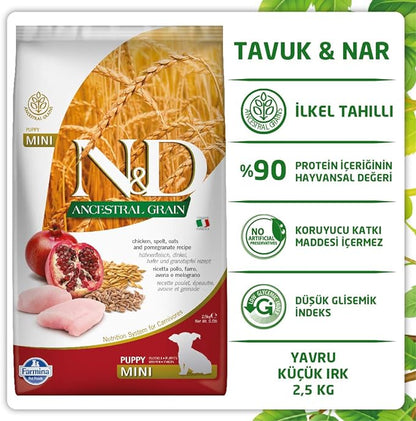 Natural And Delicious Chicken And Ancestral Low-Grain Puppy Formula Small Bites Dry Dog Food, 5.5-Pound