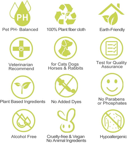 DR.EASY All purpose Pet Grooming Wipes 100Ct Plant Based ingredients for Paws,Body,nose &Bum cleaning,Remove dirt,dander & excess hair with soft and thick wipes,No Fragrance
