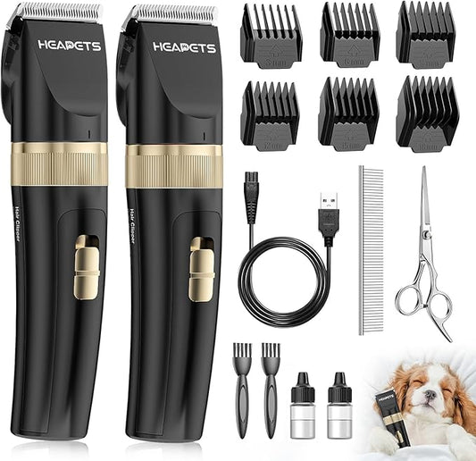 Dog Clippers for Grooming, 2 Pack Pet Hair Trimmers with 2 Speed Grooming Mode, Rechargeable, Cordless, Electric Quiet, Suitable for Dogs Cats (Black)