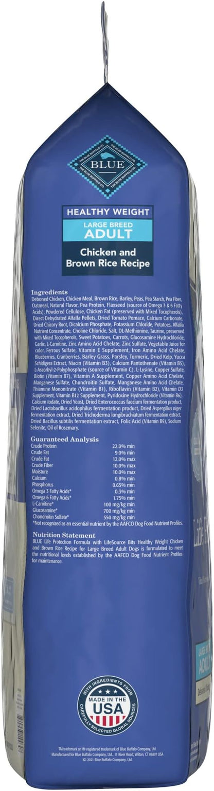 Blue Buffalo Life Protection Formula Natural Adult Large Breed Healthy Weight Dry Dog Food, Chicken and Brown Rice 34-lb