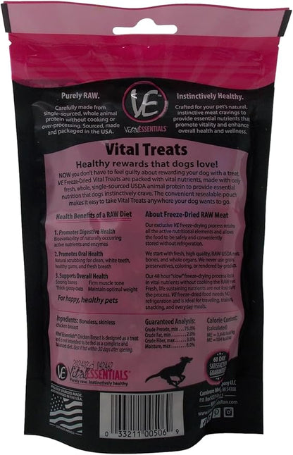 Vital Essentials Freeze-Dried Raw Dog Treats 3 Flavor Variety - (1) Each: Turkey Giblets, Salmon Bites, Chicken Breast (2-2.5 Ounces) - Plus Rope Toy and Fun Animal Facts Booklet Bundle