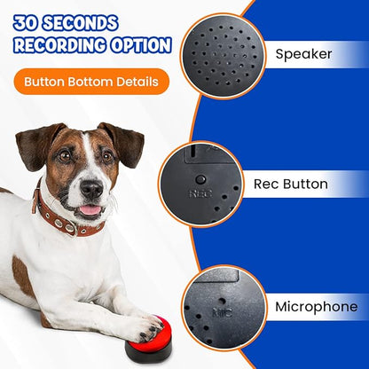 4 Color Voice Recording Button, Puppy Supplies Dog Training & Behavior aids Stuff Whistle Buttons for Communication Treat Pouches pet clicker Dogs Tools clickers Talking Button Set recordable
