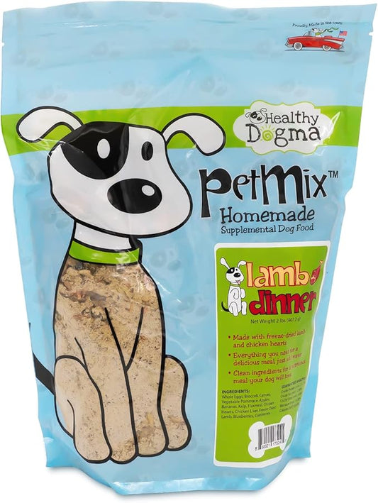 Healthy Dogma - PetMix Dehydrated Dog Food for Allergies - Grain Free, Freeze Dried, Raw, Homemade Dog Food (Lamb Dinner, 2 lbs)