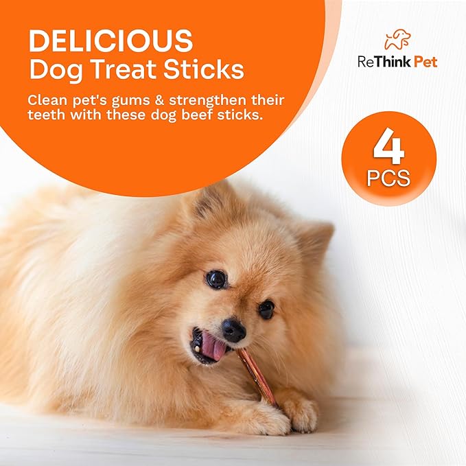 Jerky Sticks - Odorless Beef Esophagus Dog Snacks and All Natural Dog Treats - 4 pcs