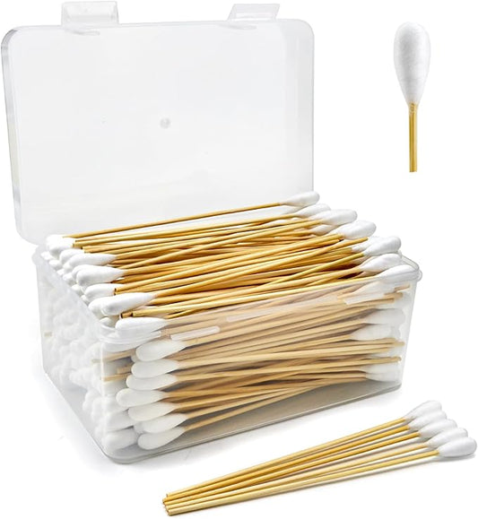 200 PCS Large Cotton Swabs in Storage Box - Dog Ear Cleaning Swabs, 6 inch Dog Ear Swab with Bamboo Handle - Big Cotton Swabs Soft and Thick, Extra Large Cotton Swabs Specially Designed for Pet Care