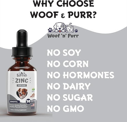 Zinc for Dogs - Dog Zinc Supplement - Helps to Support Healthy Skin, Coat, Immune Health & More - Dog Zinc - Dog Skin and Coat Supplement - Skin and Coat Supplement for Dogs - 1 fl oz - Bacon Flavor