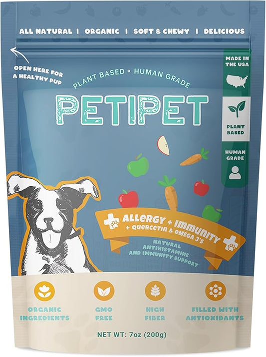 Dog Allergy Relief Chews - Quercetin + Omega 3 - Natural Antihistamine for Itching, Paw Licking, Seasonal and Grass Allergies - for Itchy Skin, Hot Spots, Immune Support