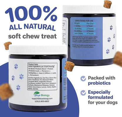 Canine Probiotic Chews for Dogs - Vet Formulated for Digestive & Diarrhea Support - Dog Probiotics for Diarrhea - Probiotics Dog Treats - Dog Digestive Support - Canine Probiotic - (60ct)
