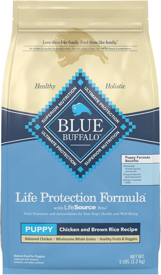 Blue Buffalo Life Protection Formula Natural Puppy Dry Dog Food, Chicken and Brown Rice 5-lb Trial Size Bag