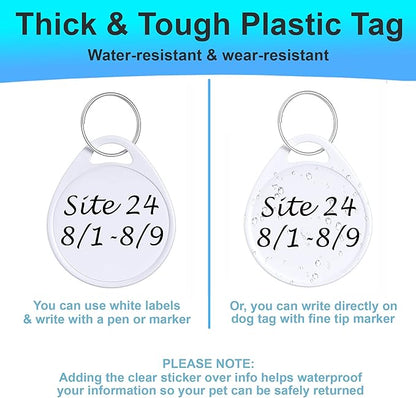 Dog Camping Gear (10pk) Blank Dog ID Tags, Emergency Double Sided Dog Tags with Key Ring, Prevent Lost Dogs During Travel or RV Camping, Camping Dog Accessories, Water-Resistant Pet Tag