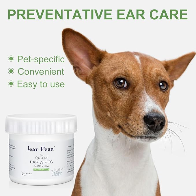 Dog Ear Cleaner Wipes, Dog Wipes, Puppy Essentials Dog Ear Wipes for Dogs & Cats Reduce Pet Ear Dirt and Wax Pet Grooming Supplies Aloe Vera│120 Wipes