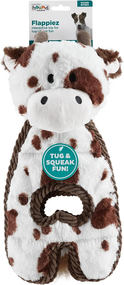Outward Hound Cuddle Tugs Cow Plush Squeaky Dog Toy