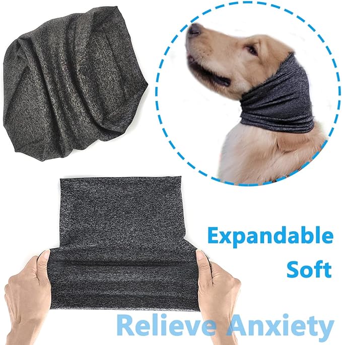 Dog Noise Cancelling Ear Muffs, Dog Ear Cover for Anxiety Relief& Calming Dogs, Snood for Dog Cat Noise Reduce Grooming Bathing, Neck and Ear Warm Ear Muffs,Grey M