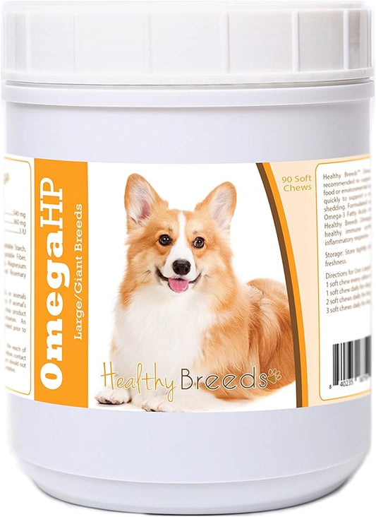 Healthy Breeds Pembroke Welsh Corgi Omega HP Fatty Acid Skin and Coat Support Soft Chews 90 Count