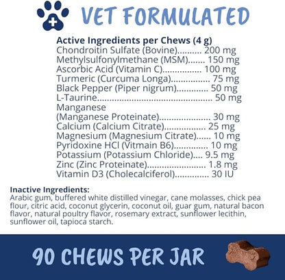 Under The Weather Pet Disc & Spine Health Chews for Dog | Vet Formulated Dog Chews Spinal Disc Support Supplement | Great for Dachshunds & Long Back Breeds with IVDD, Back & Joint Arthritis
