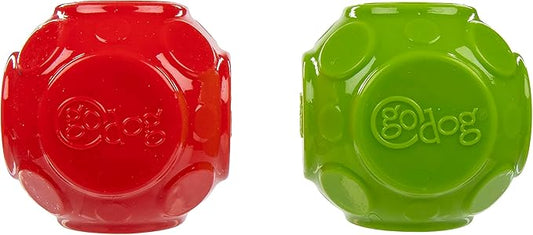 goDog (Set of 2 Holiday Collection Silent Squeak Ball Dog Toys, Ultrasonic Squeaker - Set of 2, Green & Red