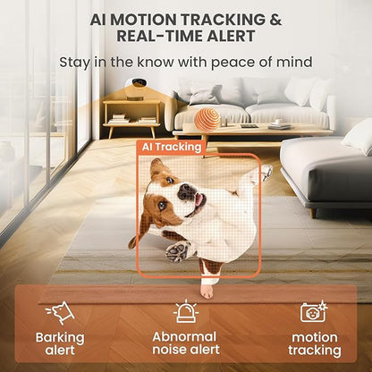 DOG CARE Pet Camera Treat Dispenser with Dog Button, 360° View Smart Dog Camera with Motion Tracking, Barking Alert, Night Vision, 5G WiFi Pan/Tilt Dog Security Camera for Dogs Cats
