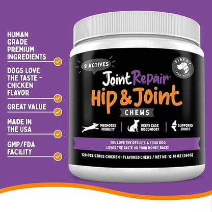 Advanced Joint Repair Hip & Joint Health Supplement for Dogs - Relieves Arthritis, Pain & Inflammation, Improve Mobility, Extra Strength Soft Chew Treats with Glucosamine, Chondroitin & MSM