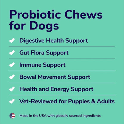 Probiotics for Dogs | Soft Dog Probiotics and Digestive Enzymes for Diarrhea, Gut Health, Itching Skin, Licking Paws | 60 Dog Probiotic Chews | Dog Health Supplies, Pet Supplies for Dogs