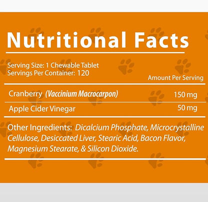 Jack & Milo Organic Cranberry Supplement for Dogs, Dog UTI Incontinence, Kidney and Bladder Control - Cranberry & Antioxidants - Bladder Control for Dogs, USA Made-Non GMO - 120 Tablets