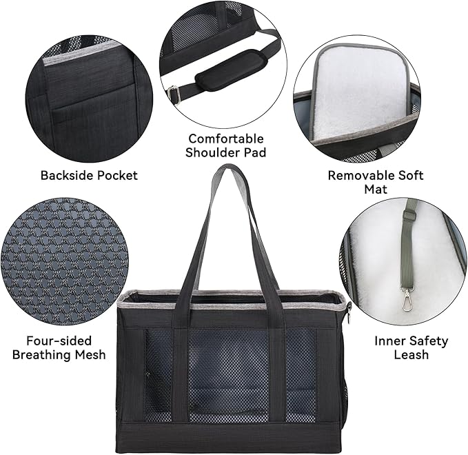 Cat Backpacks for Carrying Cats Pet Backpack Carrier for Small Dogs and Cats, Fully Ventilated Mesh Dog Backpack, Portable Cat Carrier for Travel, Hiking, Walking (Charcoal Black)